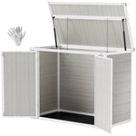 4.7 X 2.5ft Lockable Garden Shed, Double Bin Storage Shed | Light Grey