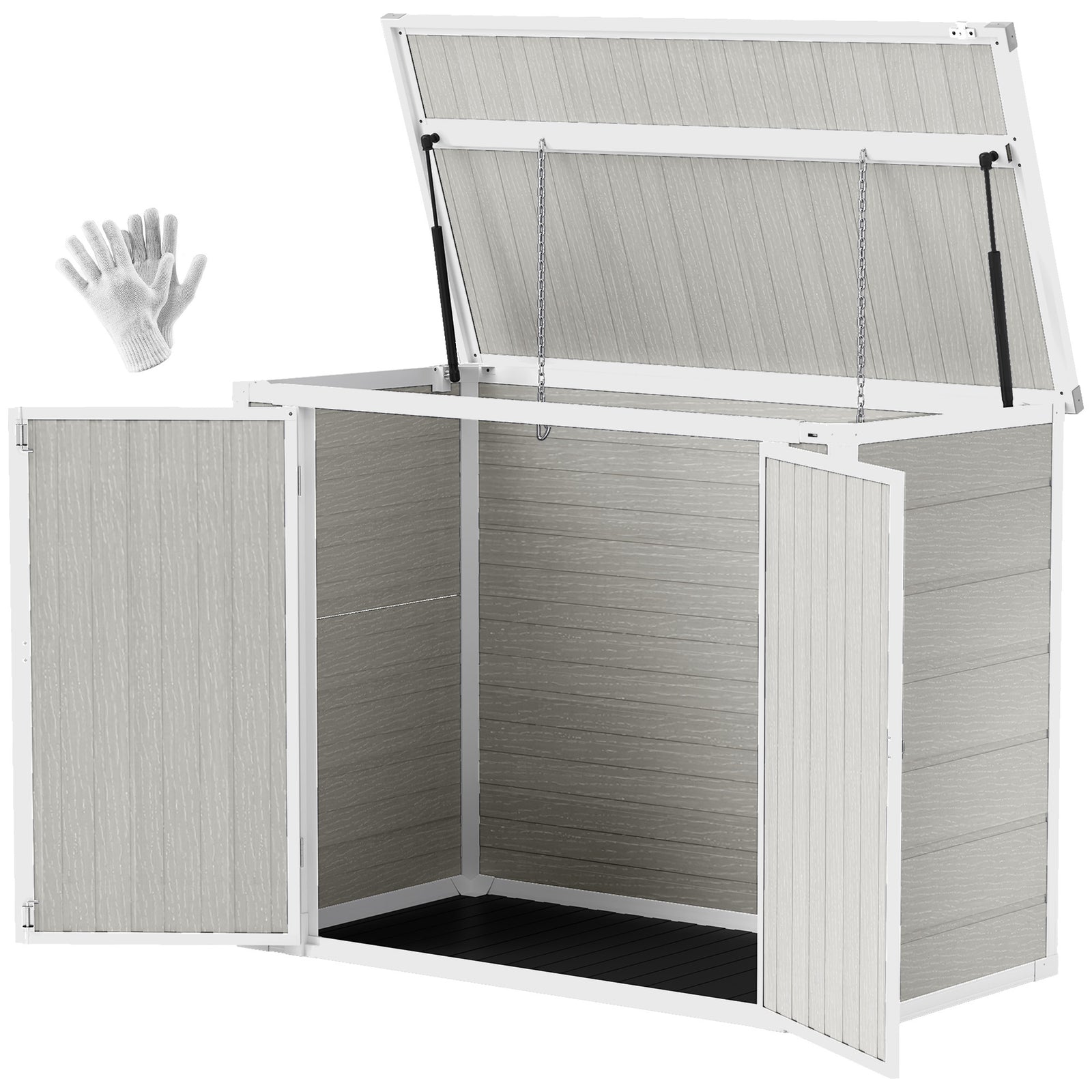 4.7 X 2.5ft Lockable Garden Shed, Double Bin Storage Shed | Light Grey