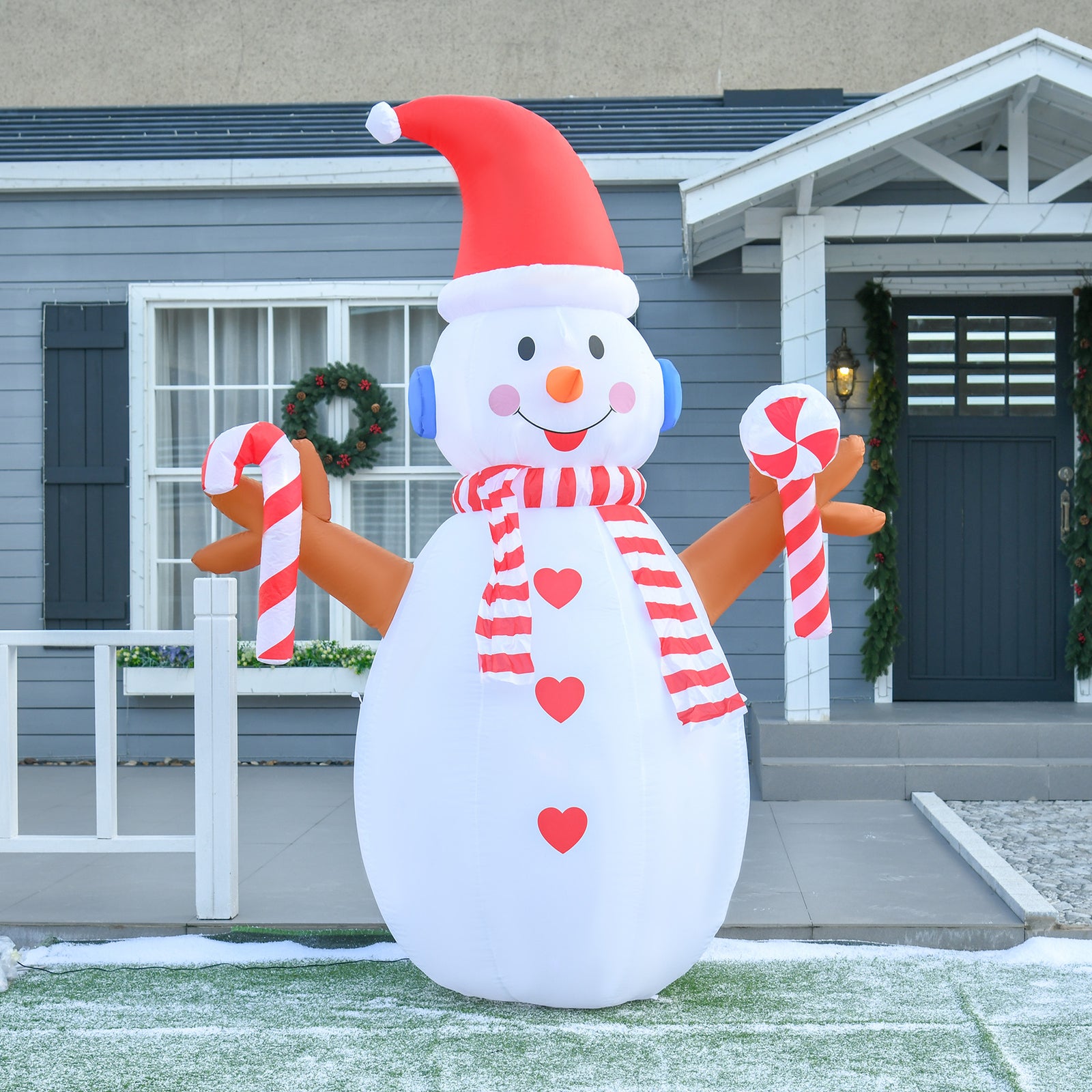 8ft Christmas Inflatable Snowman, Rotating Lighted Outdoor Decor