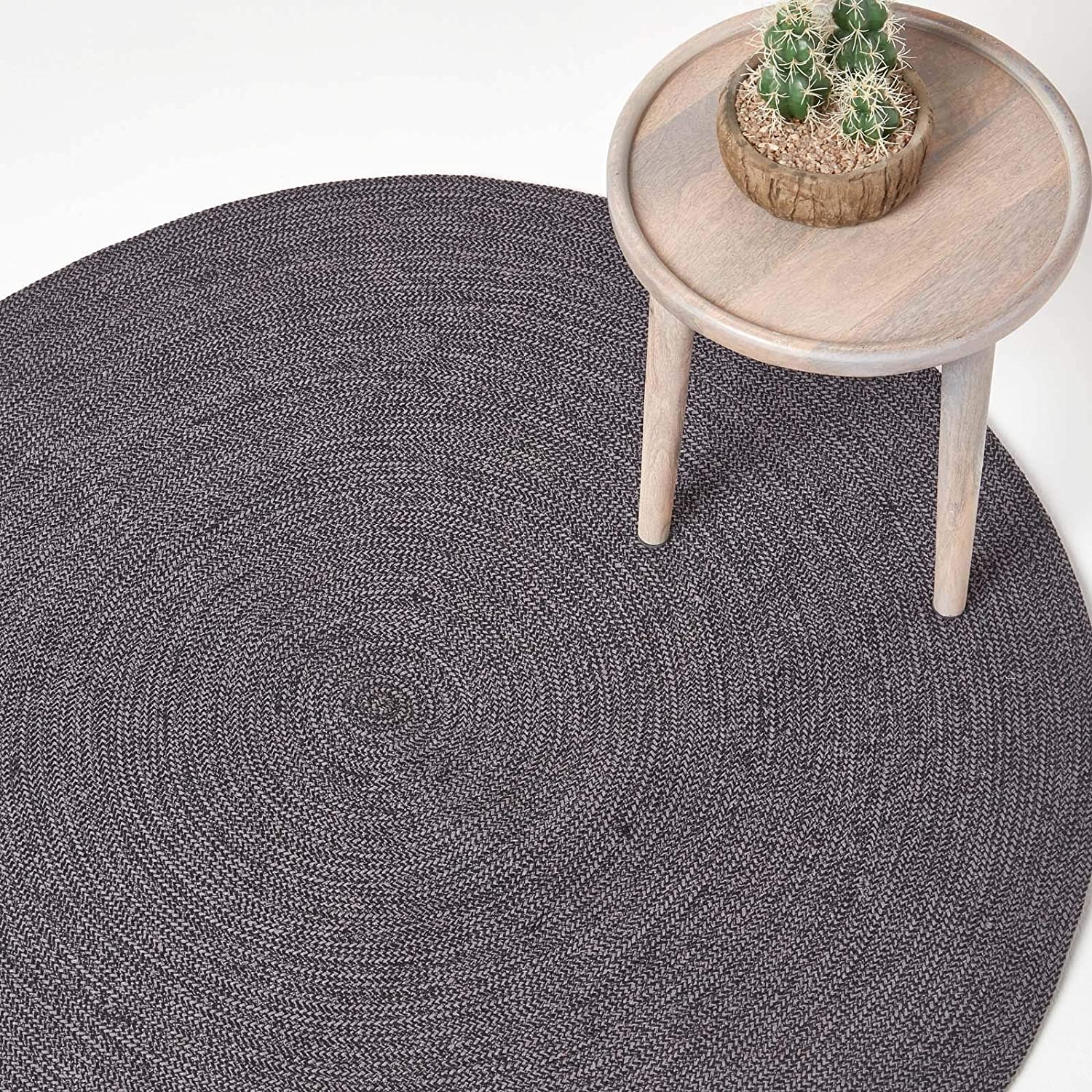 Melange Braided Rug | 150cm | Black & Grey