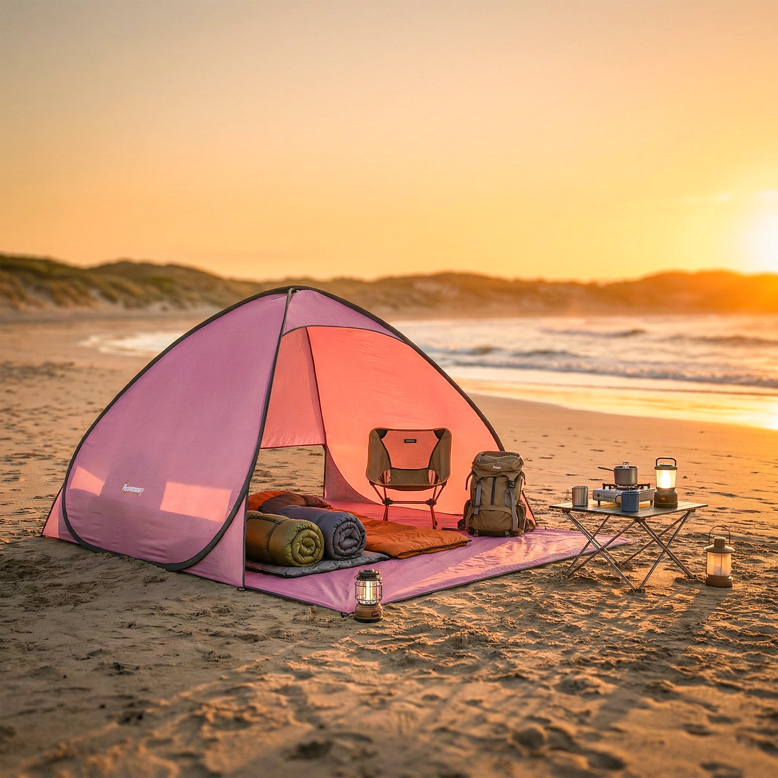 Pop Up Beach Tent, Uv 50+ Sun Shelter With Carry Bag | Pink