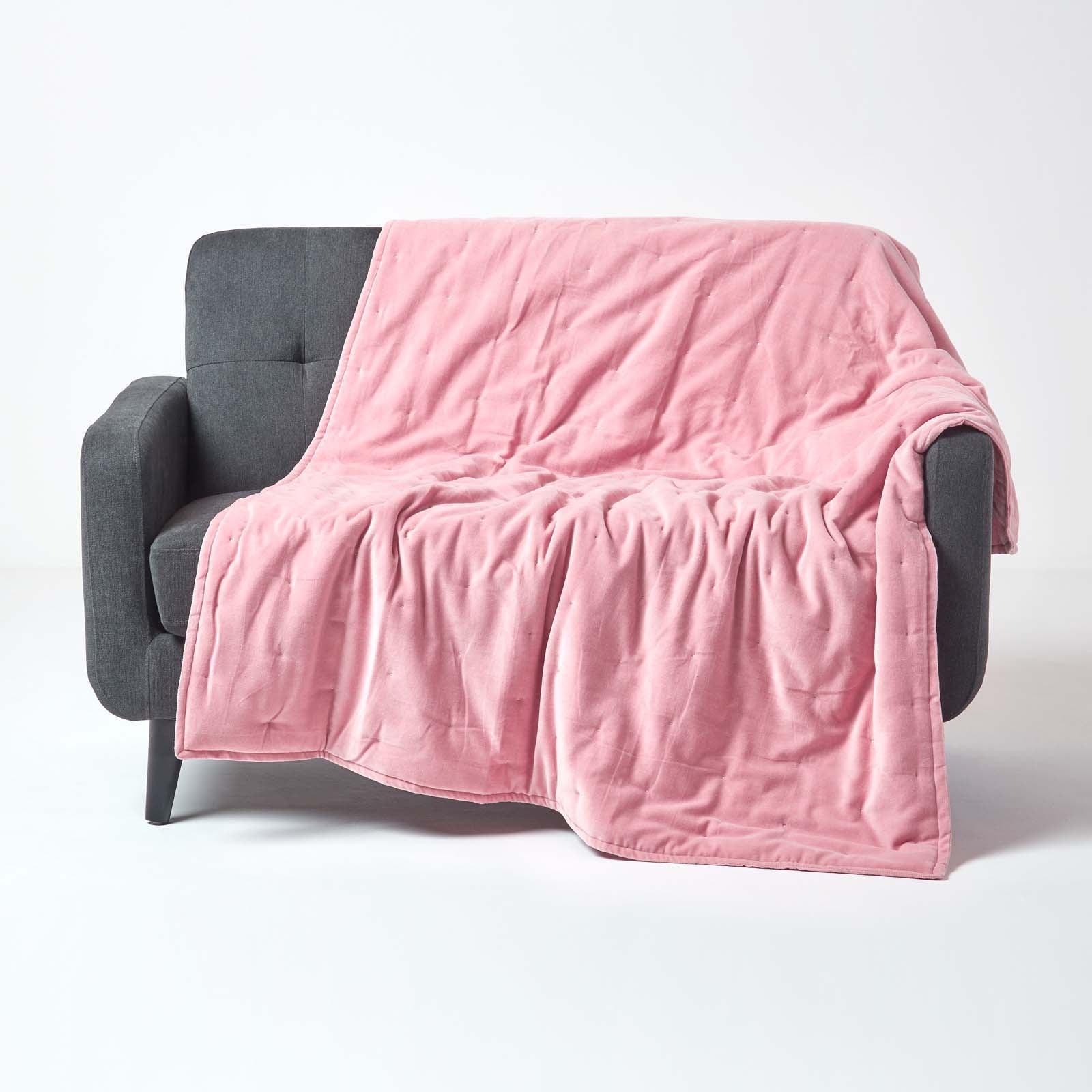 Velvet Cotton Quilted Throw | 150cm x 200cm | Pink