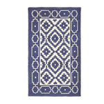 Halmstad Blue And White Scandi Style 100% Cotton Printed Rug | 150cm x 220cm | Navy Blue