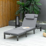 Rattan Reclining Sun Lounger With Cushion | Charcoal Gray
