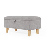 Linen Upholstered Storage Ottoman Footstool Compact Seat With Hidden Storage 71 X 37 X 34 Cm | Light Grey