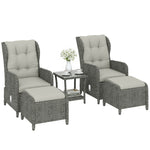 Garden Furniture Set, Rattan Reclining Garden Chair Set | Cream