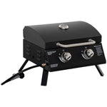 2 Burner Bbq Grill, Tabletop, Black | Black