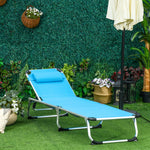 Folding Outdoor Lounger W/ Pillow | Blue