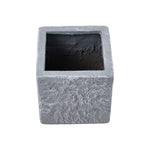 Cube Shaped Cement Planter Flower Pot With Drainage Holes | Small | Grey Granite