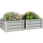 Set Of 2 Raised Garden Bed, 60x60x30.5 Cm | Light Grey