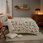 Autumn Animals Fleece Duvet Cover Set With Sherpa Reverse – Cosy Woodland Bedding | King | Multi