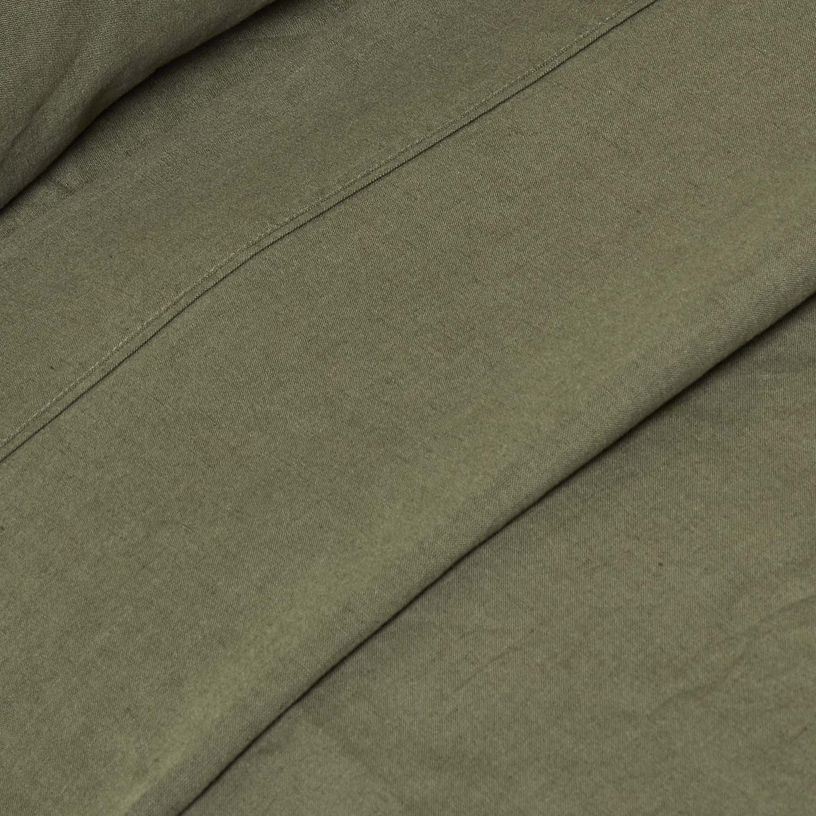 Luxury Linen Flat Sheet | Super King | Khaki Green