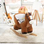 Kids Rocking Horse W/ Sound, Safety Belt - Brown