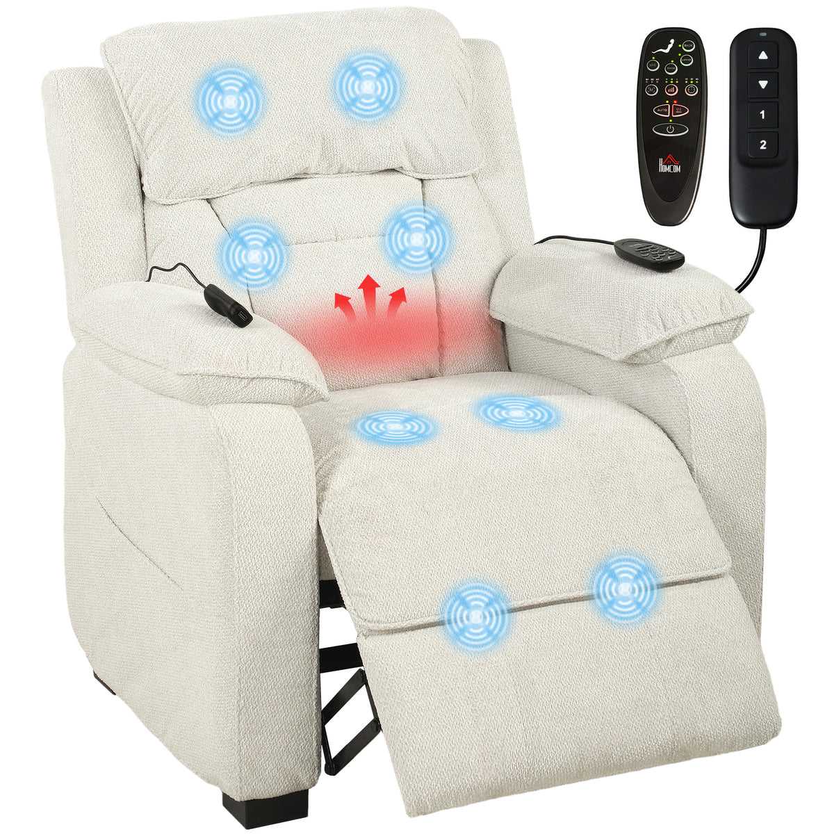 HOMCOM Power Recliner Chair With Massage And Heat, Spring Seat