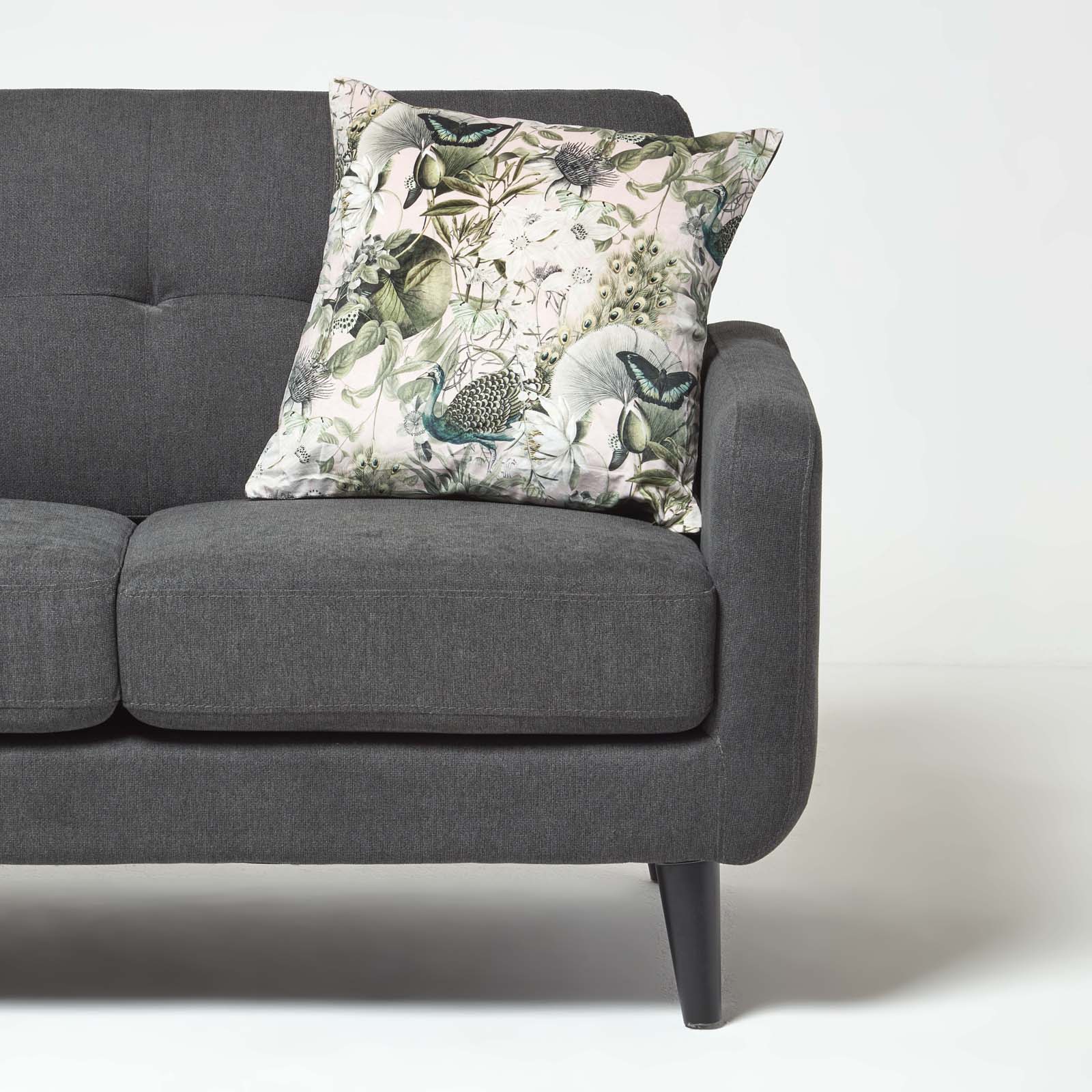 Floral Butterfly Garden Velvet Filled Cushion | 45cm x 45cm | Pink & Grey