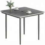 Garden Dining Table, Outdoor Table With Umbrella Hole | Dark Grey
