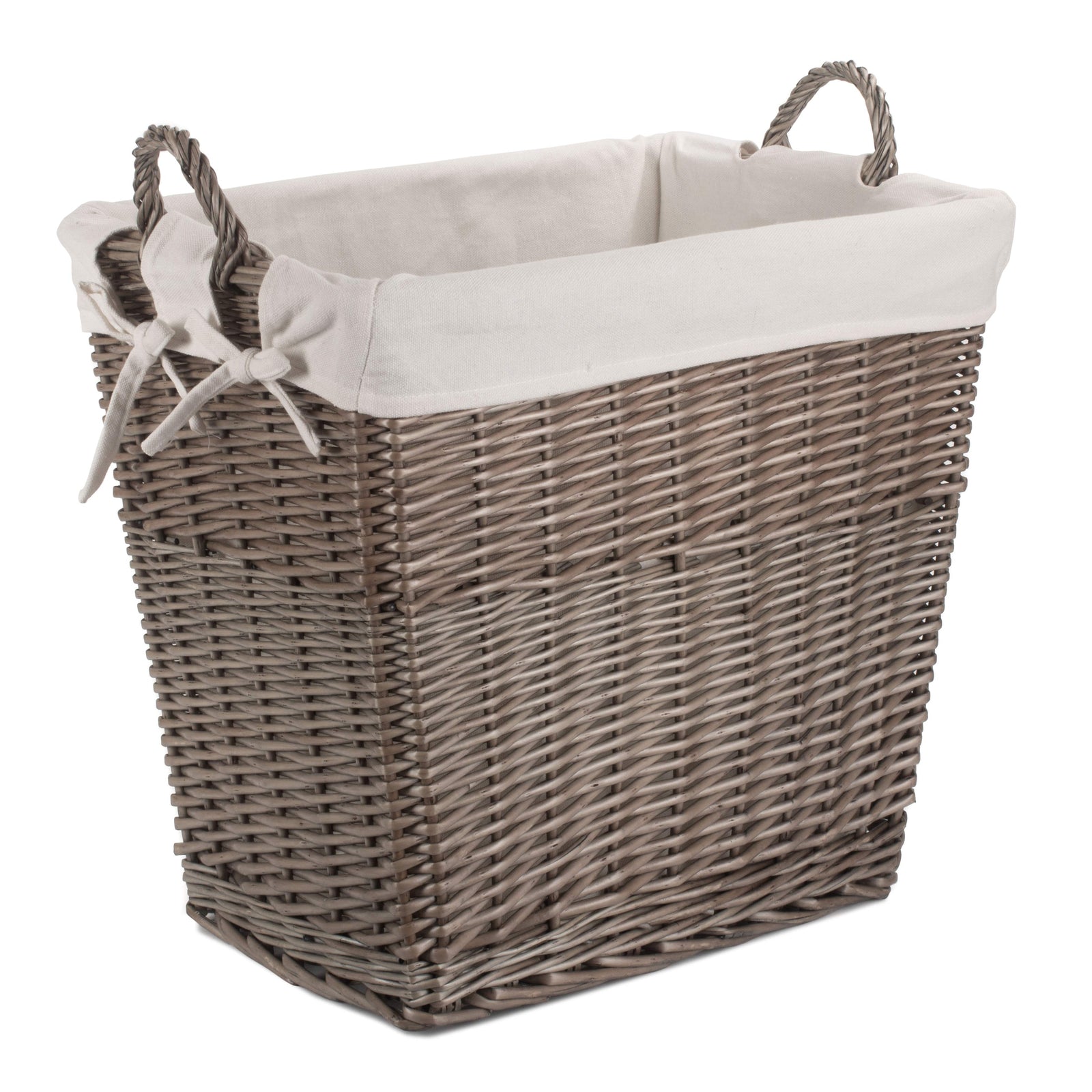 Wicker Antique Wash Rectangular Tapered Linen Bin