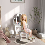 Kids Dressing Table Set Kids Vanity Set W/ Drawer, Mirror | White