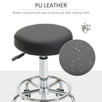 Round Pu Leather Salon Beautician Stool Adjustable Height | One Size | Black