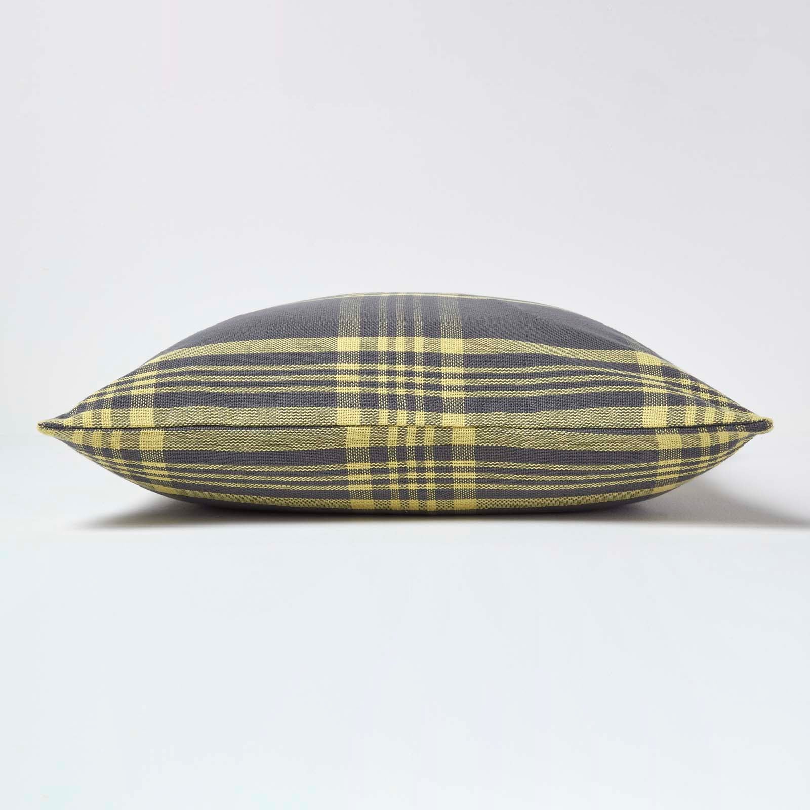 Tartan Check Pattern Cushion Cover | 60cm x 60cm | Yellow & Grey
