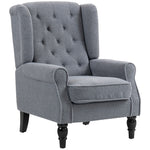 Accent Armchair Home Furniture Retro Tufted Club Wood | One Size | Grey