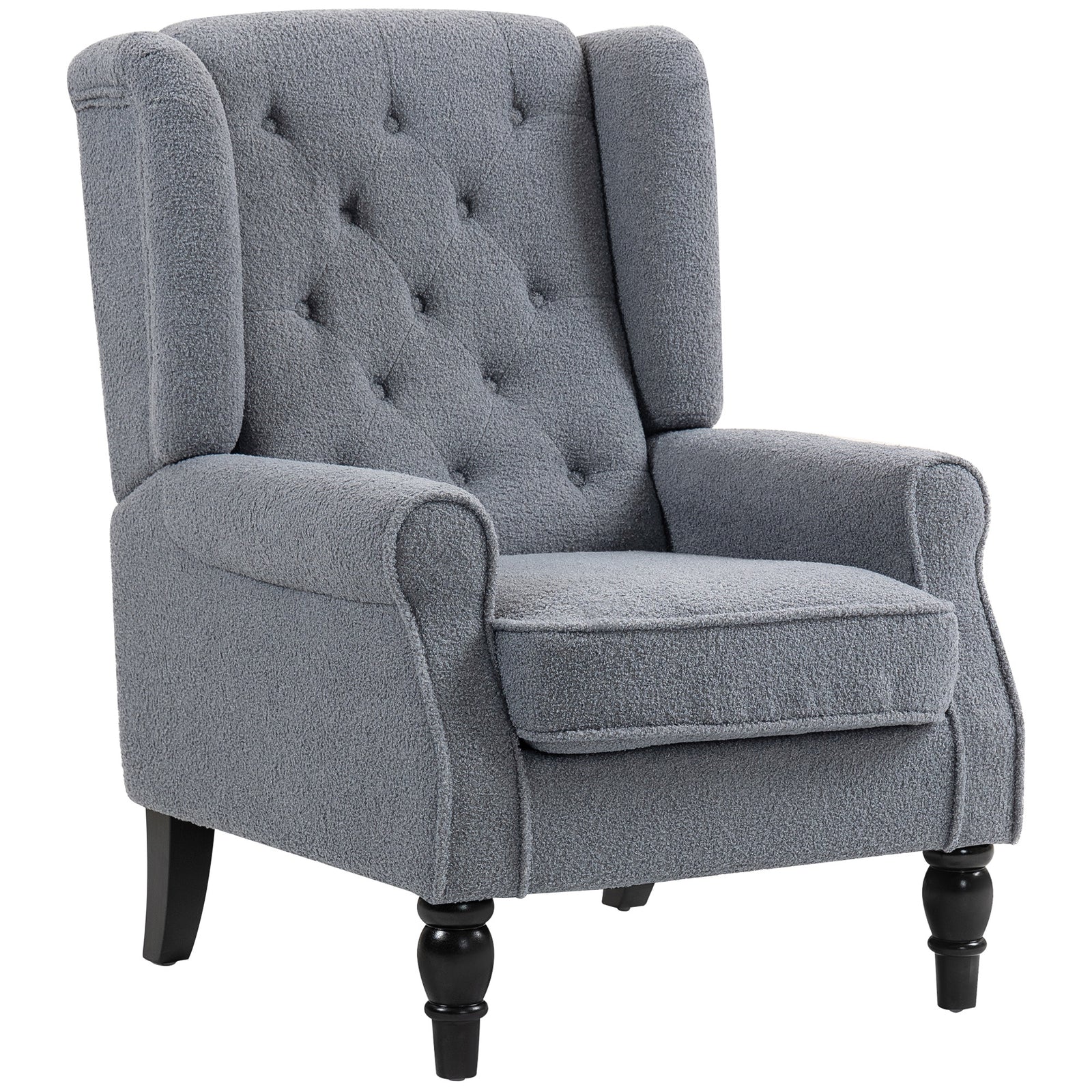 Accent Armchair Home Furniture Retro Tufted Club Wood | One Size | Grey