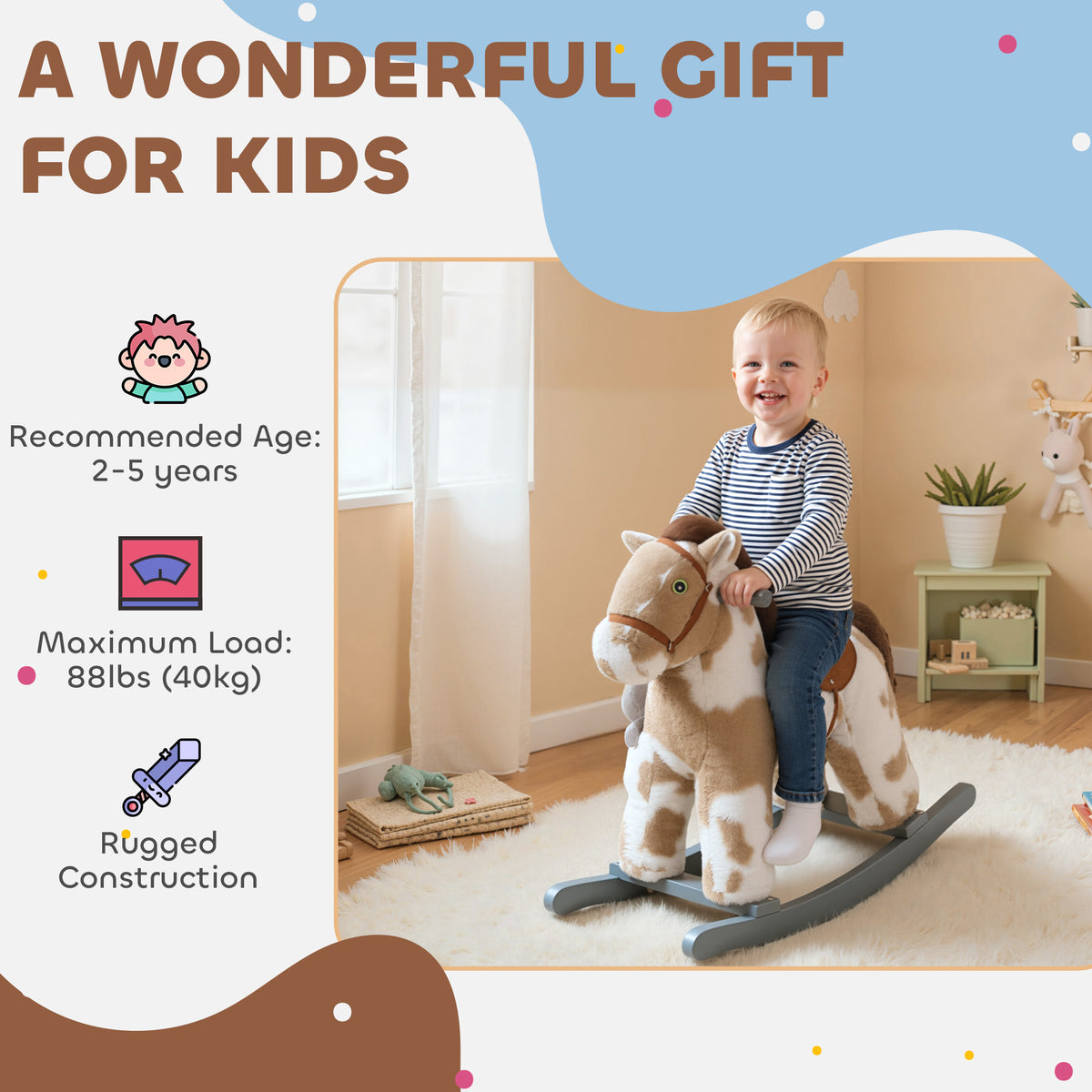 AIYAPLAY Baby Rocking Horse, Animal Rocker With Sound And Toy
