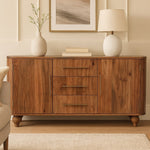 Montara Sideboard – Solid Wood, Golden Teak Finish, 3 Drawers & 2 Cabinets