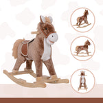 Kids Rocking Horse Wooden Plush Age 3+ Children Ride On Toy Rocker Baby