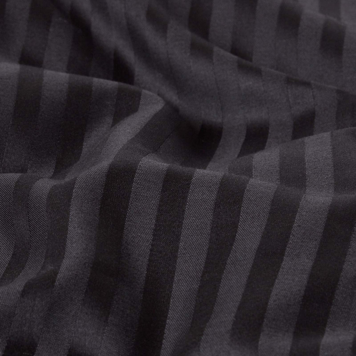 Egyptian Cotton Stripe Duvet Cover With Pillowcase, 330 Tc | Single | Black
