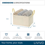 Collapsible Laundry Bags 2 Pack 35l Fabric Storage Baskets With Handles | Beige