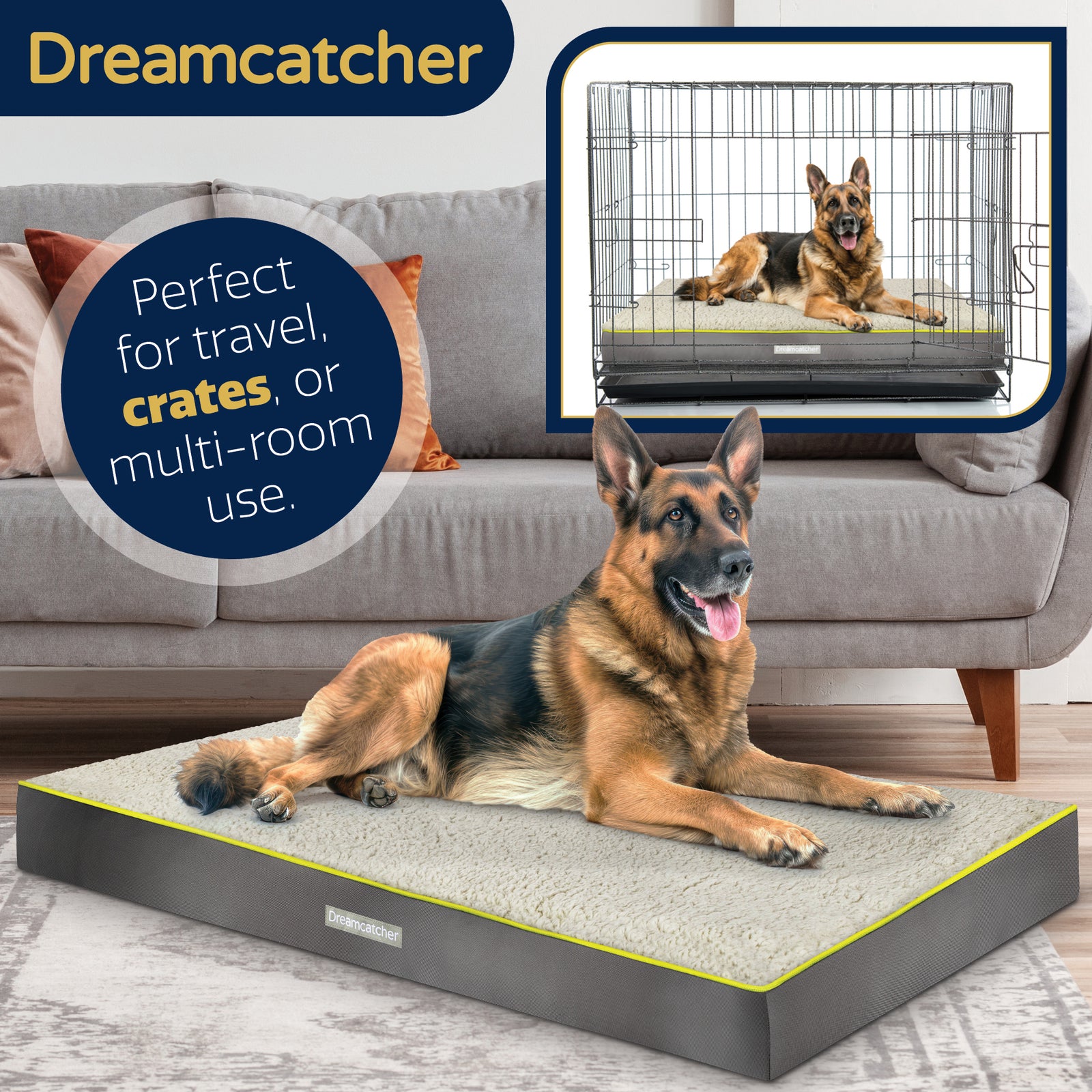 Grey Small To Xxl Dog Beds Orthopaedic Extra Large Flat Crate Pet Mattress, Removable Washable Cover | 137cm | Grey