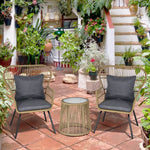 3 Pcs Webbed Pe Rattan Outdoor Patio Set W/ Cushions | Coffee