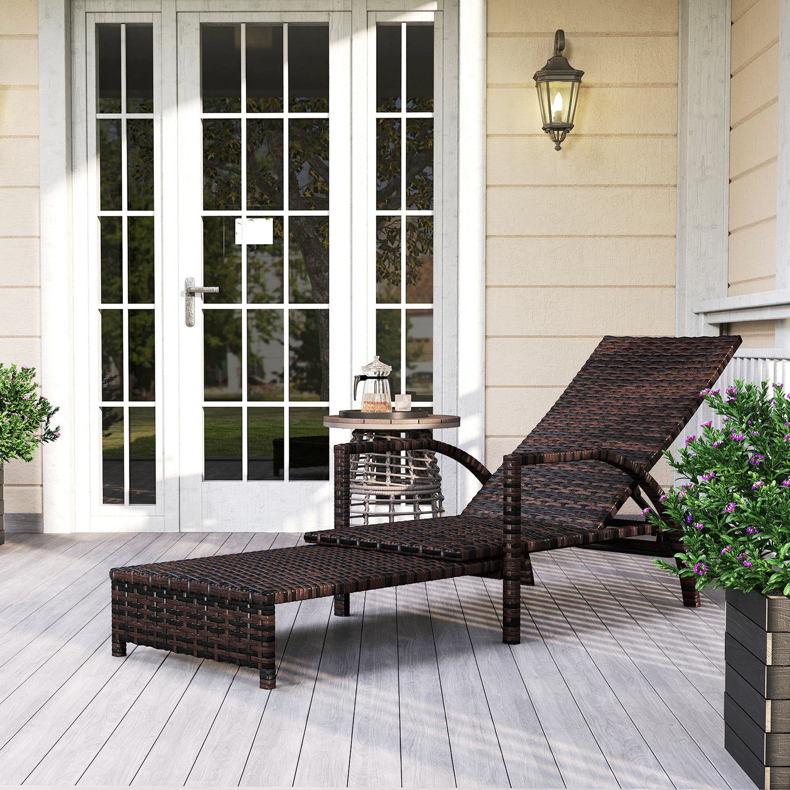 Pe Rattan Adjustable Lounger | Brown