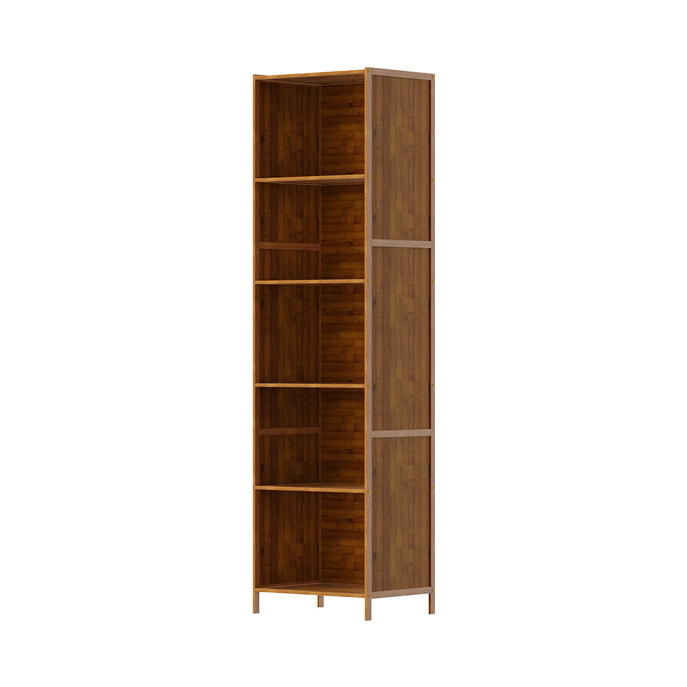 5-tier Open Bookcase, Small Space Bamboo Storage Shelf, Freestanding Corner Organizer With Raised Feet
