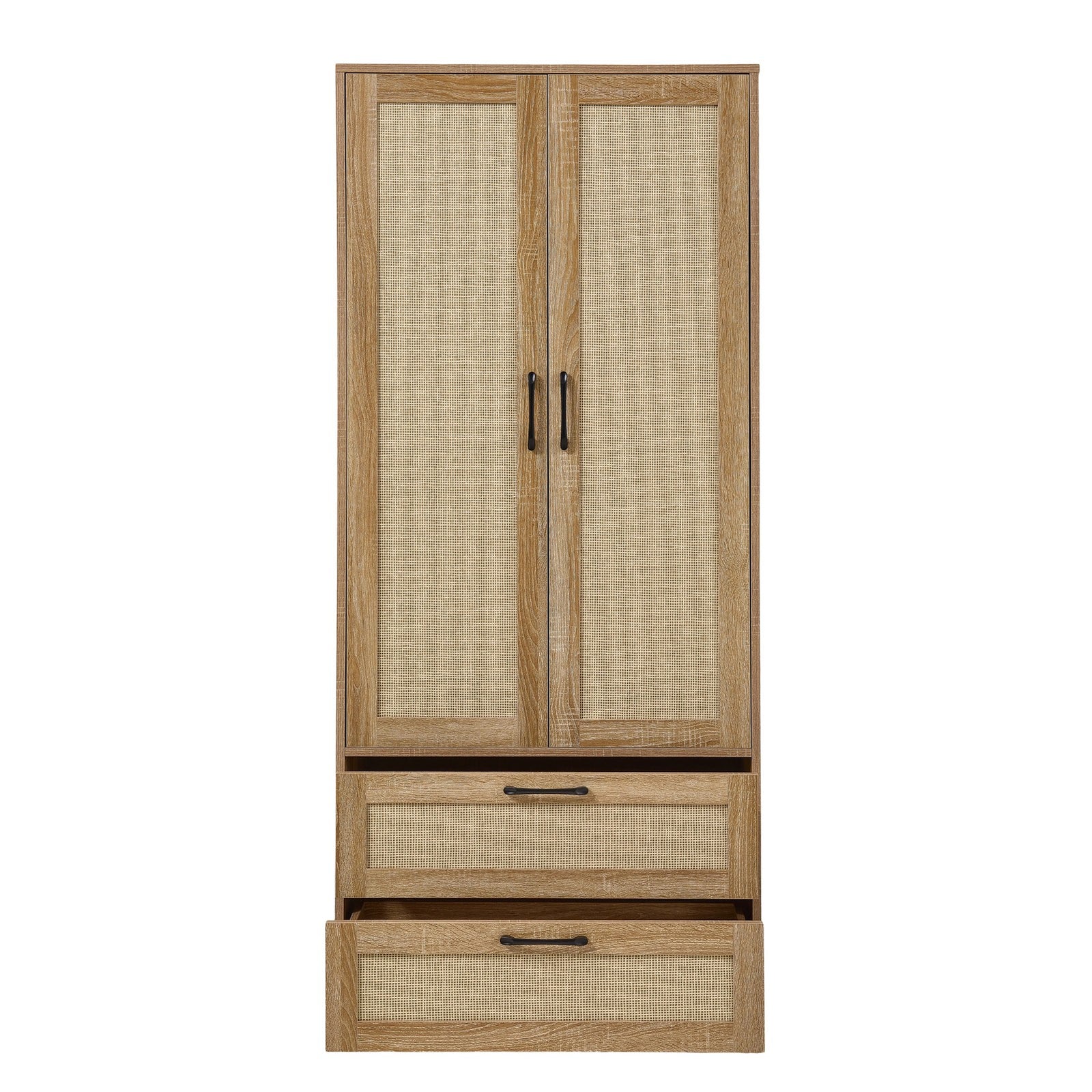 2-door Wardrobe With 2 Drawers | Natural