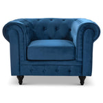Button Tufted Velvet Living Room Armchair | Blue