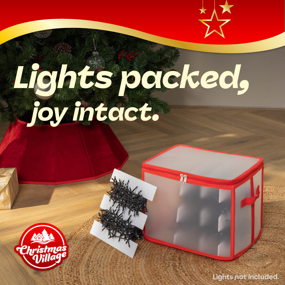 Ornament Storage Bag Box Cube With Lid And Handles | Red