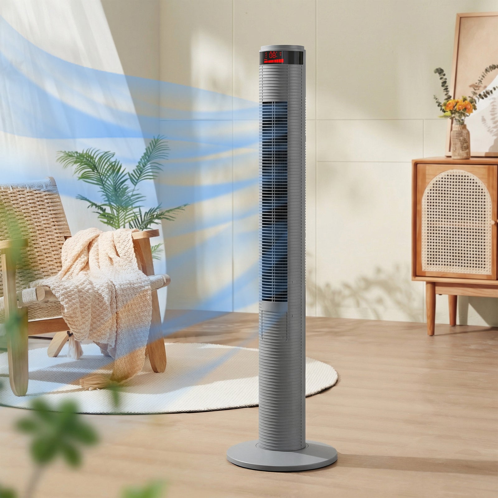 Oscillating Tower Fan Remote Control 3 Speed Modes Cooling Machine