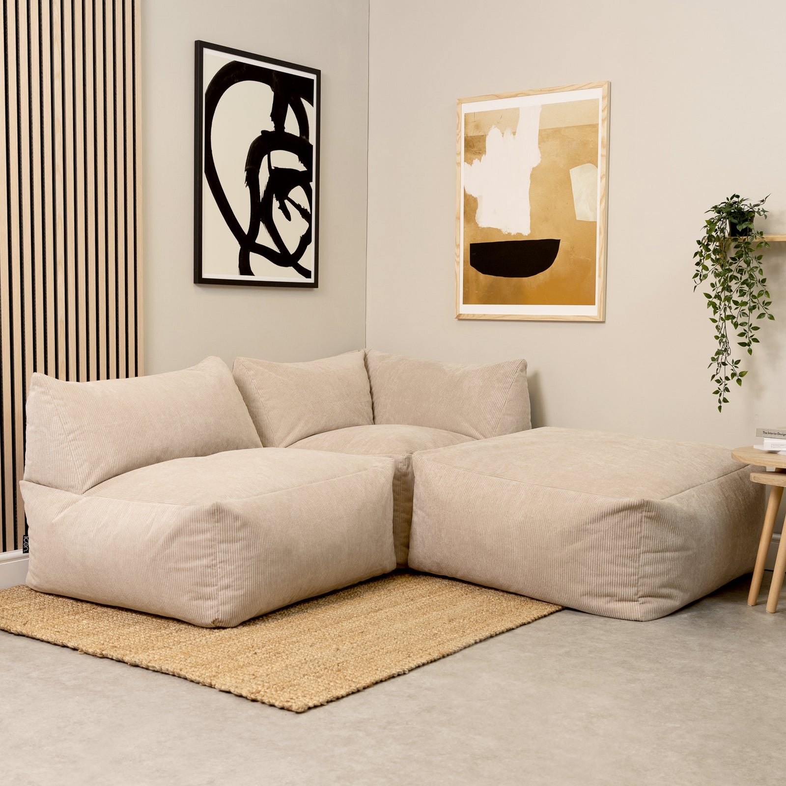 Tetra Cord Extra Large Pouffe | Beige
