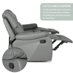 Manual Recliner Sofa 3 Seater Faux Leather | Grey