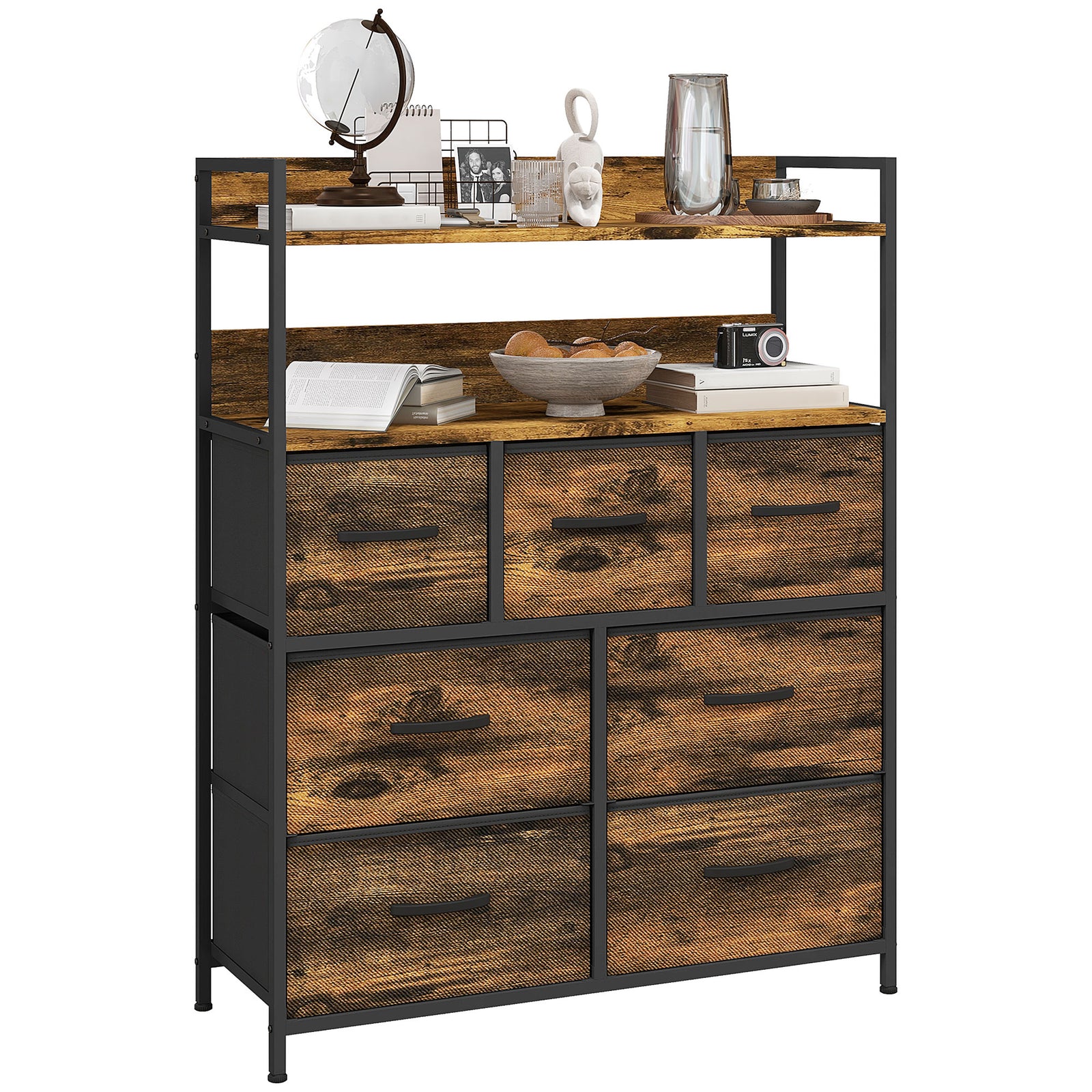 Bedroom Chest Of Drawers 4/5/6/7 Drawer Dresser W/ Shelf | Extra Large | Brown