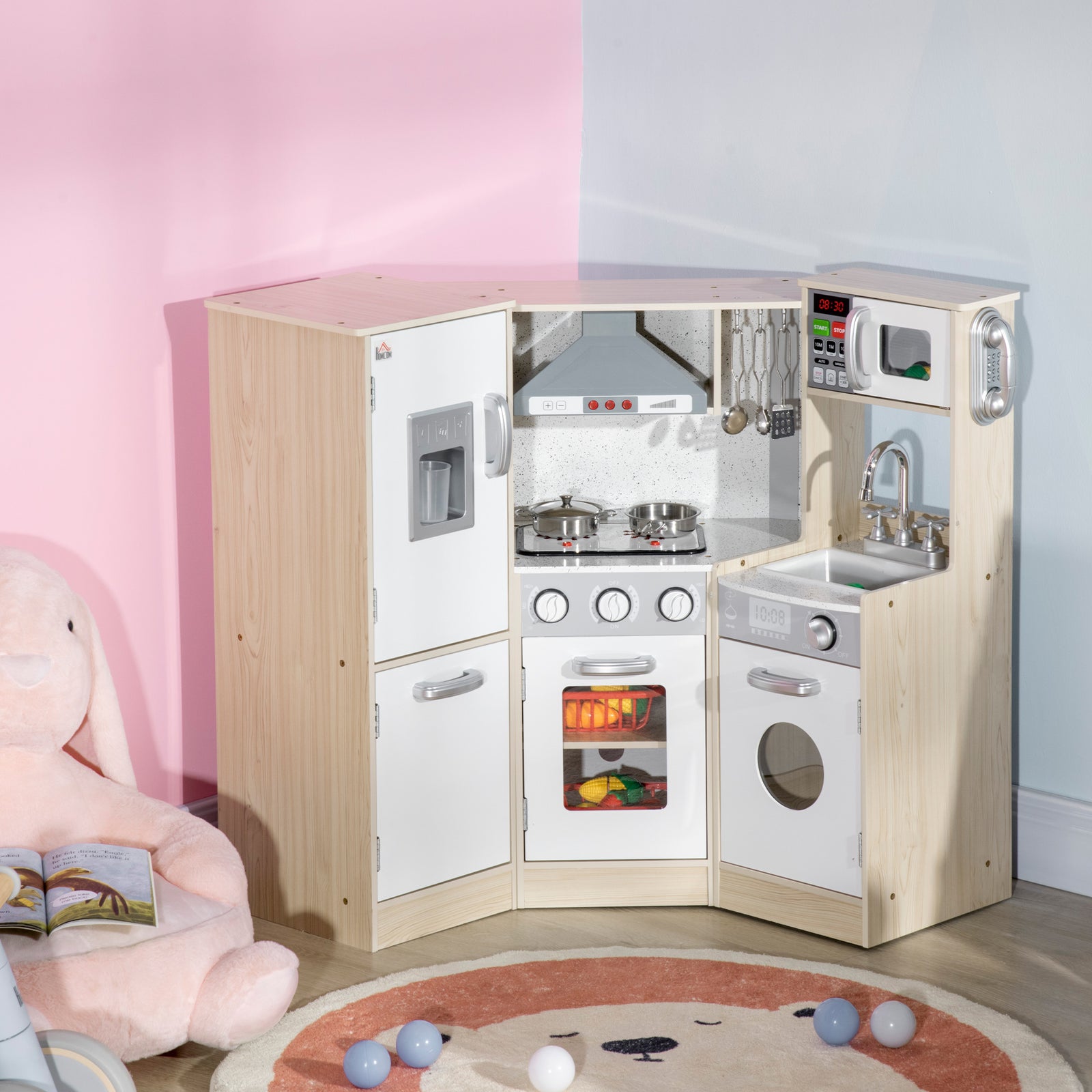 Corner Kids Kitchen W/ Sound Light, Phone, Microwave, Oven