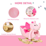2-in-1 Baby Rocking Horse Ride On Elephant W/ Wheels Music | Pink