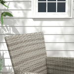 Outsunny 4 Seater Rattan Dining Set With Cushions, Double Layer Table