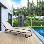 Foldable Beach Chaise Lounge 4 Adjustable Positions | Set of 1 | Cream