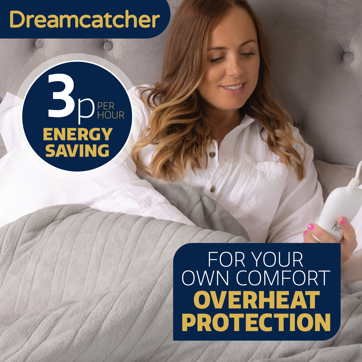 Deluxe  Xl Electric Throw Heated Double Over Blanket Soft Fleece 9 Heat & 12hr Timer Settings | XL | Silver
