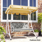 3 Seater Garden Bench Cushion Outdoor Seat Pad With Ties | Light Grey