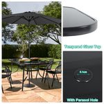 5 Pieces Garden Dining Set Outdoor Tempered Glass Garden Table With Rattan Chairs
