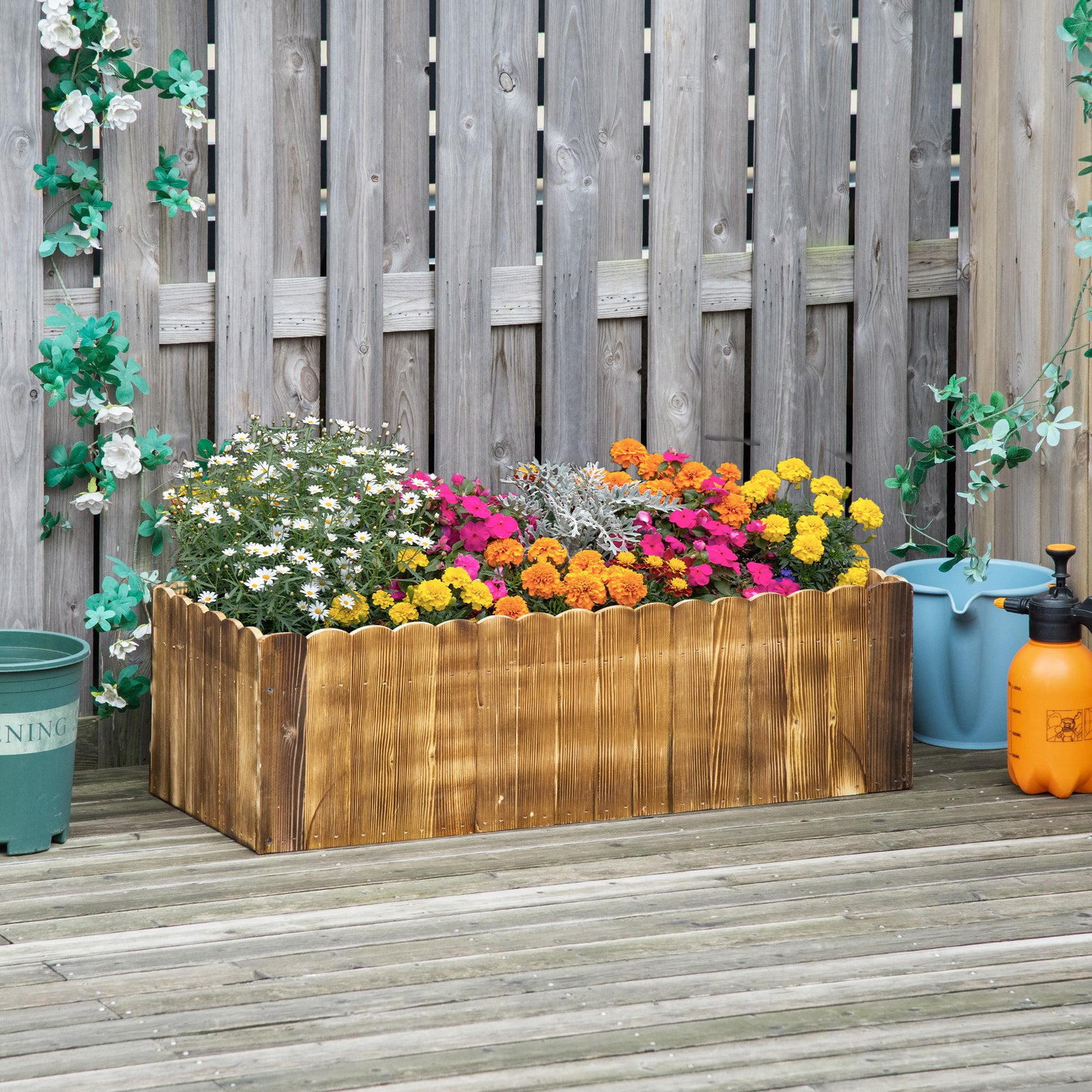 109l Raised Flower Bed Planter Box Wood
